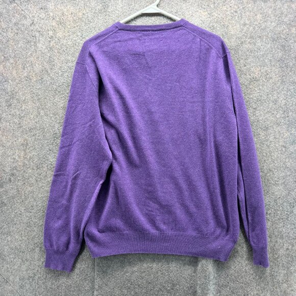 Vintage Ralph Lauren Pullover Mens XL Purple V Neck Sweatshirt Merino Wool 90s - Picture 2 of 10